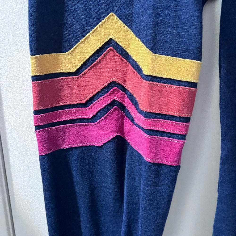 Aviator Nation Joggers with Colorful Pink and Yellow Stripes Navy Medium EUC - Picture 3 of 9